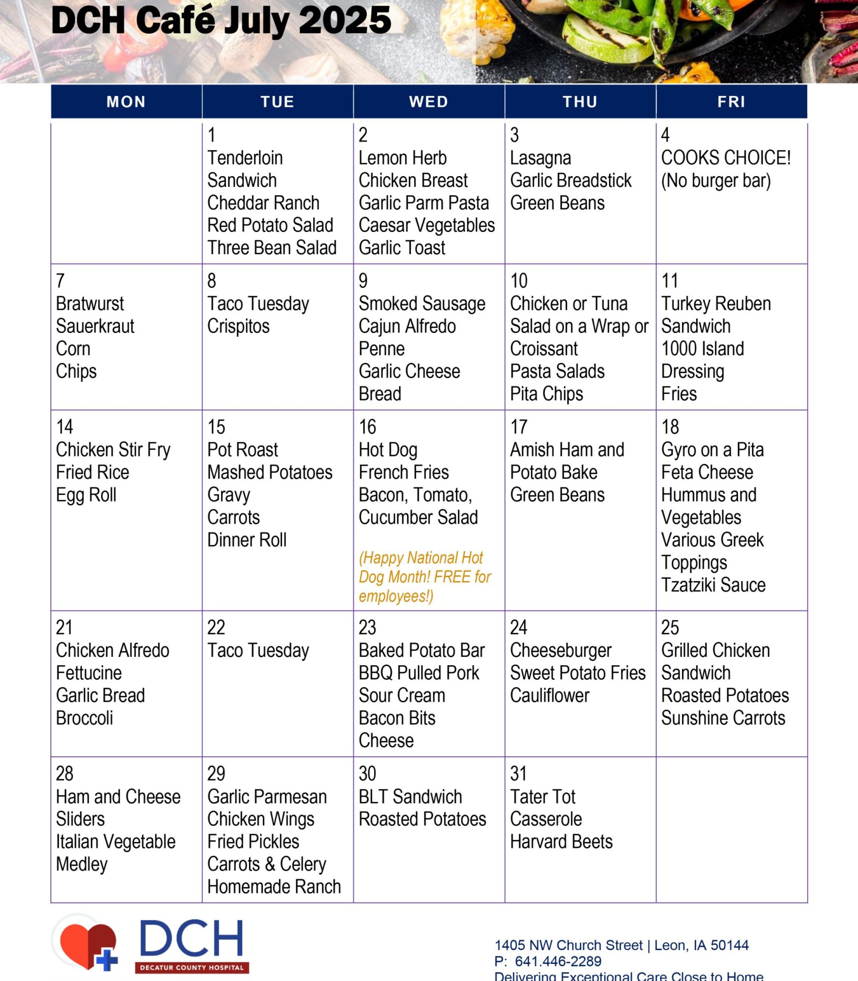 07 July 2025 Cafeteria Menu 07 July 2025 Cafeteria Menu